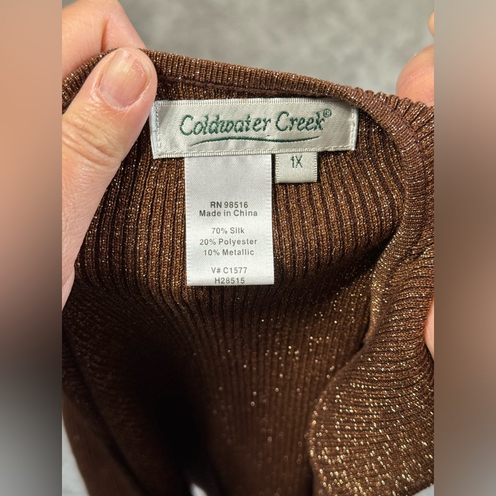 Coldwater Creek tank top, gold thread, 1X